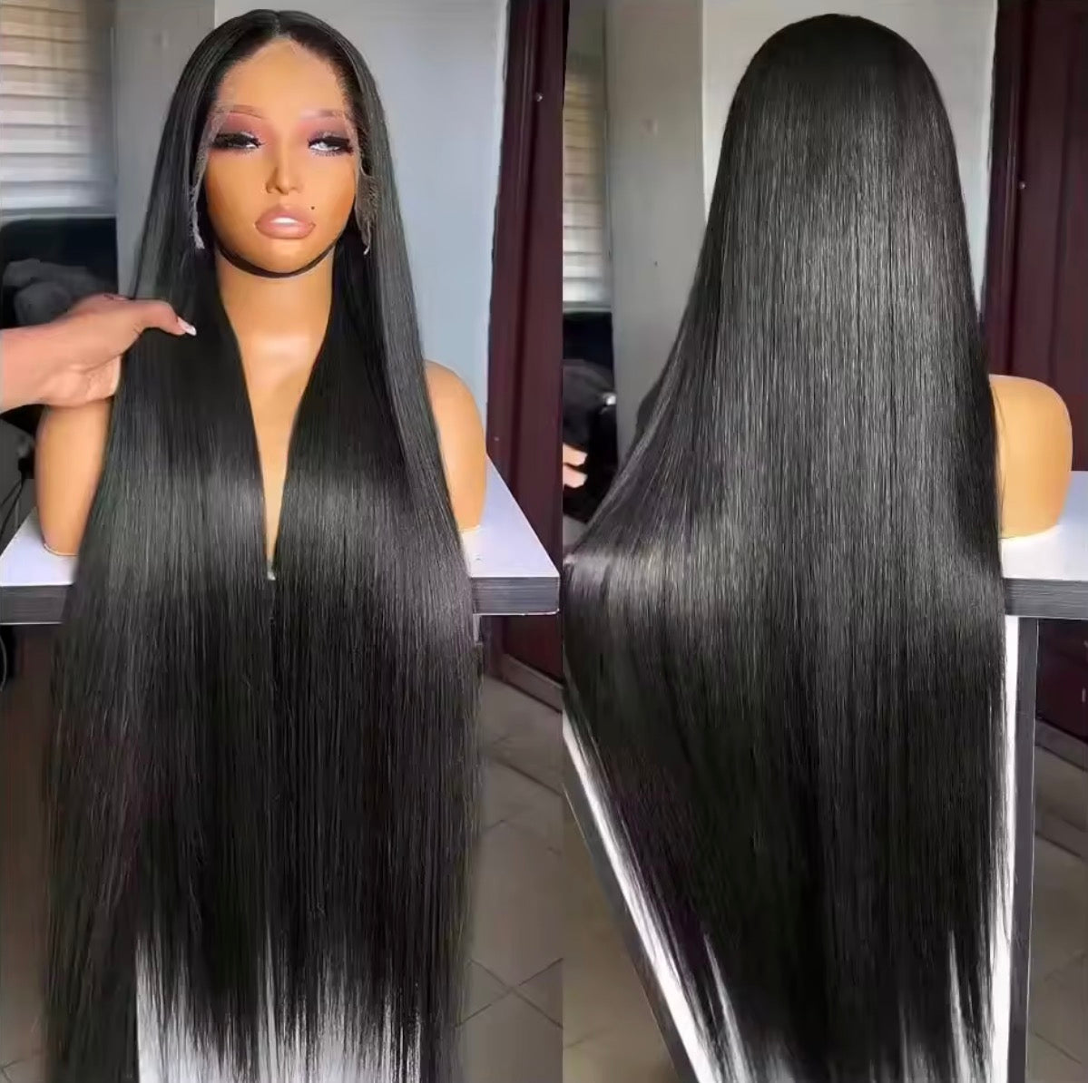 Perruque Lisse 30 pouces - 100% Cheveux Humains (Lace Frontal 13x4)