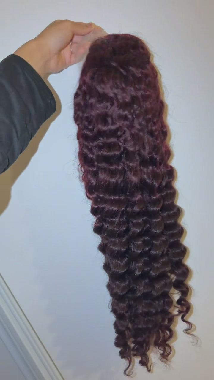 Perruque gigi Deep Wave Bordeaux 30 pouces - Cheveux Humains Premium